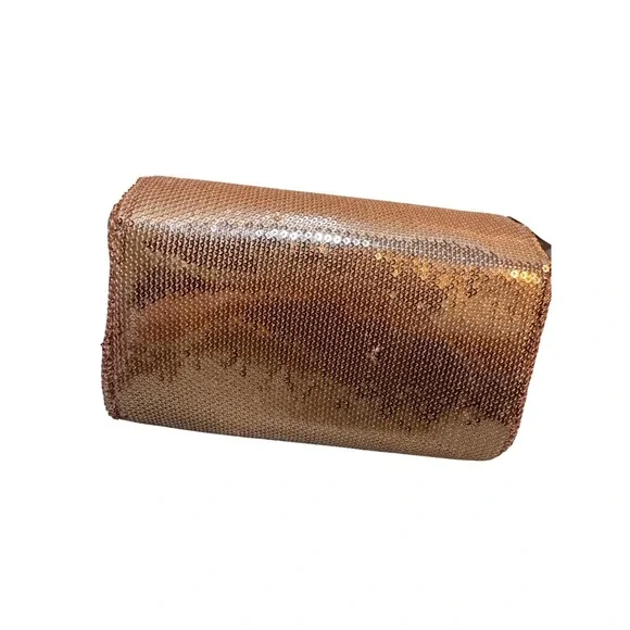 New J. Crew Rose Gold Sequin Party Clutch Crossbody‎ Bag Chain Strap Small - Picture 3 of 6